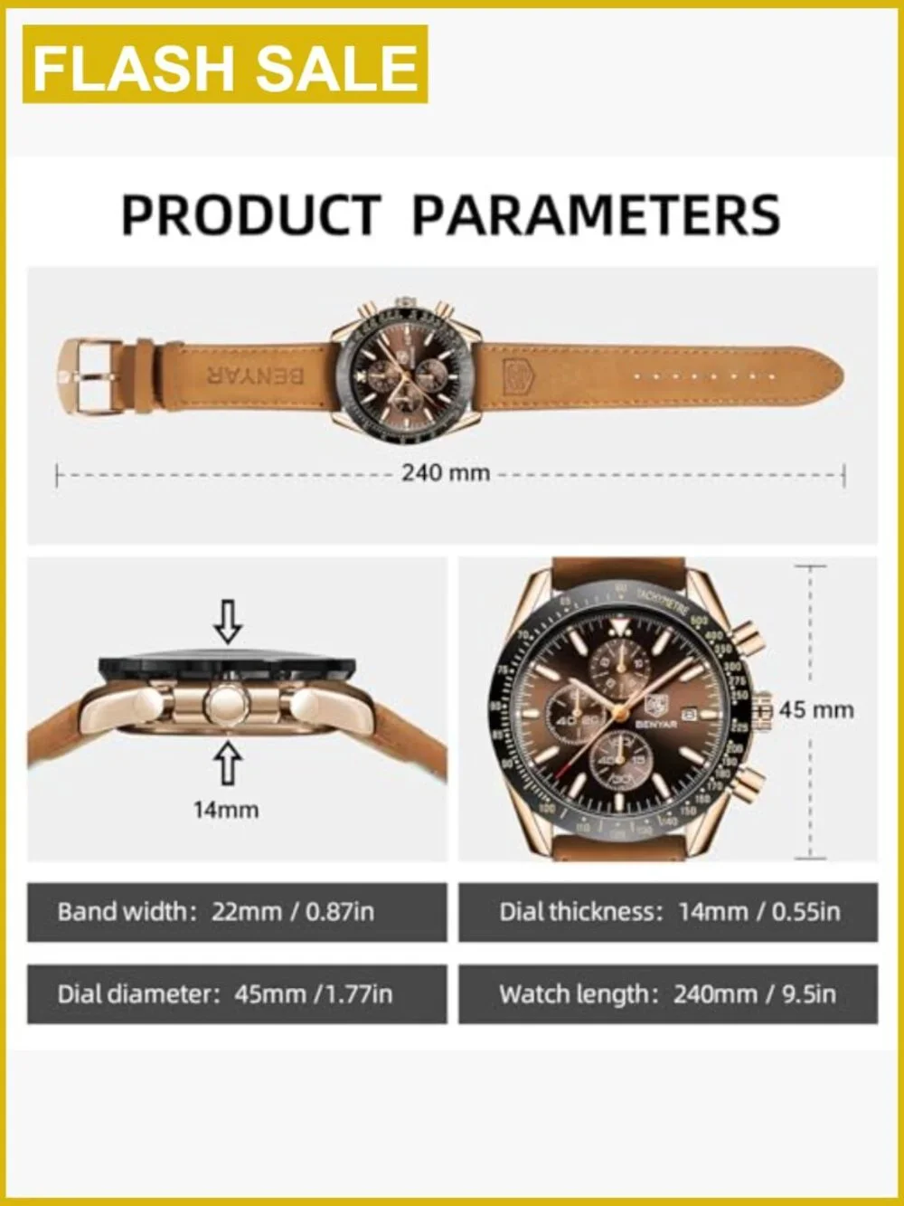 Men's Quartz Chronograph Watch Waterproof Luminous Stainless Steel Silicone